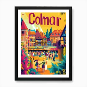 Aihrgdesign A 1970s Inspired Travel Poster For Colmar 1 Art Print