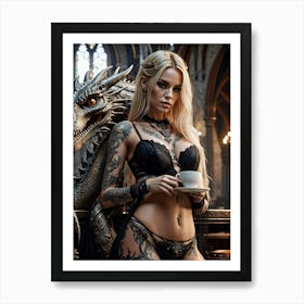 Sexy Tattooed Woman Art Print