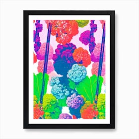 Cauliflower Risograph Retro Poster vegetable Art Print