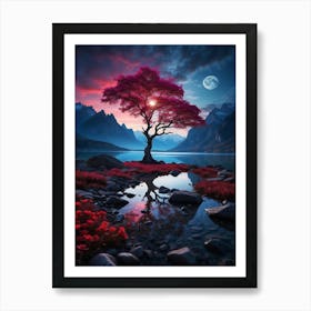 Tree In The Moonlight Art Print