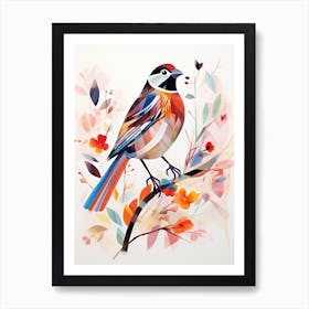 Bird Painting Collage Sparrow 8 Art Print