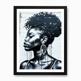 Graffiti Mural Of Beautiful Black Woman 86 Art Print