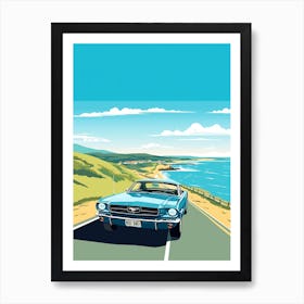 A Ford Mustang In Causeway Coastal Route Illustration 3 Art Print