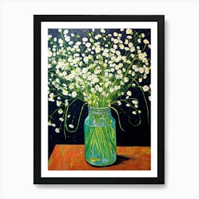 Flowers In A Vase Still Life Painting Gypsophila Babys Breath 2 Art Print