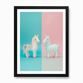 Pastel Zebra Unicorn Friends Art Print