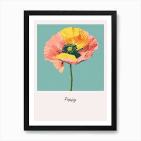 Poppy 2 Square Flower Illustration Poster Art Print