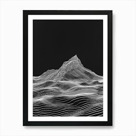 Cadair Idris Mountain Line Drawing 8 Art Print