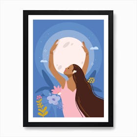 Moon Goddess Magic – Blue Art Print Art Print