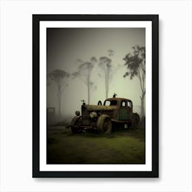 Old Car In The Fog 13 Art Print