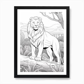 The Pride Lands (The Lion King) Fantasy Inspired Line Art 1 Art Print