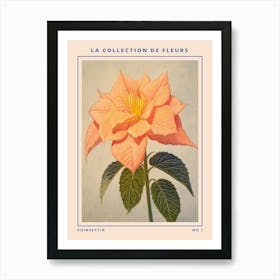 Poinsettia French Flower Botanical Poster Art Print