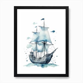 Sailing Ships Watercolor Painting (21) Art Print