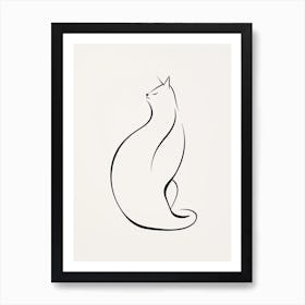 Black And White Ink Cat Line Drawing 6 Art Print