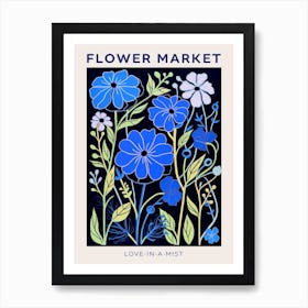 Blue Flower Market Poster Nigella Love In A Mist 1 Art Print