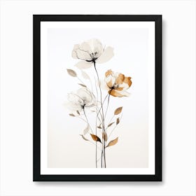 Botanical Elegance: Line Drawing Flower Print Art Print