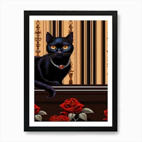 Victorian Black Cat 1, Black Cat Collection Art Print