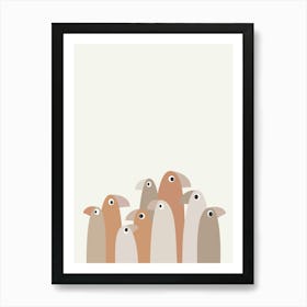 Neutral Minimalist Abstract Bird Flock Art Print