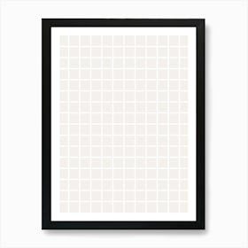 Pale Beige And White Minimalist Grid Art Print