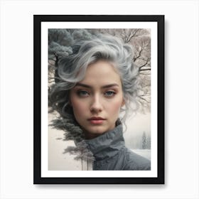 Girl With Gray Hair Print Art Print