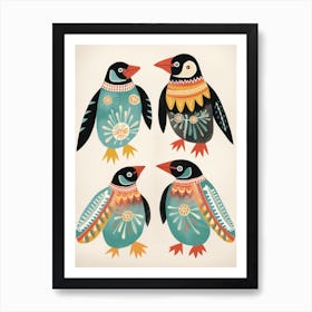Folk Style Bird Painting Penguin 8 Art Print