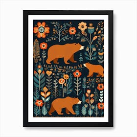 Bear Folk Art, 1371 Art Print