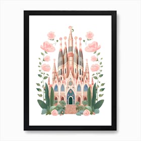 La Sagrada Família   Barcelona, Spain   Cute Botanical Illustration Travel 1 Art Print