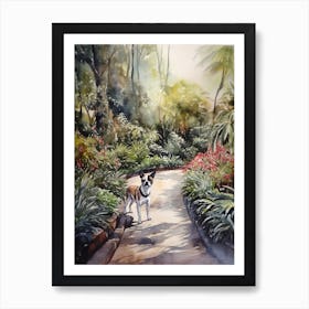 Painting Of A Dog In Central Park Conservatory Garden, Usa In The Style Of Watercolour 04 Art Print
