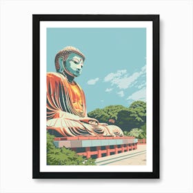 Great Buddha Of Kamakura 1 Colourful Illustration Art Print