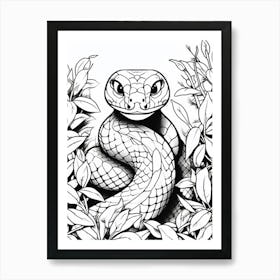 Line Art Jungle Animal Python 3 Art Print