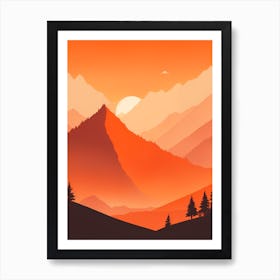 Misty Mountains Vertical Composition In Orange Tone 48 Art Print