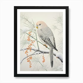 Winter Bird Painting Budgerigar 2 Art Print