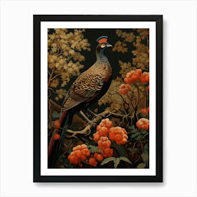 Dark And Moody Botanical Pheasant 6 Art Print