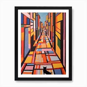 Painting Of Istanbul With A Cat In The Style Of Minimalism, Pop Art Lines 2 Art Print