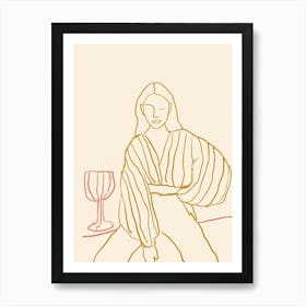 Woman With Wine Glass Art Print