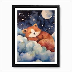 Baby Red Panda 3 Sleeping In The Clouds Art Print