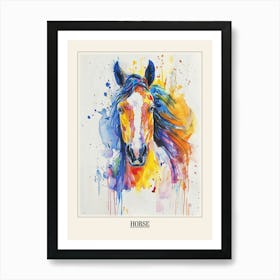 Horse Colourful Watercolour 2 Poster Art Print