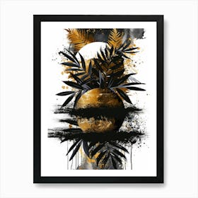 Gold And Black Abstract Painting 133 Art Print