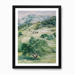 A Green Tree On A Mountain Slope Art Print