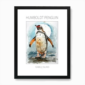 Humboldt Penguin Isabela Island Watercolour Painting 3 Poster Art Print