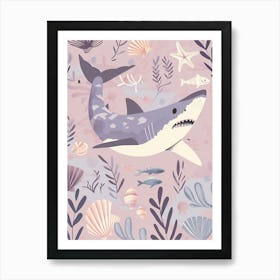 Purple Scalloped Hammerhead Shark 1 Art Print