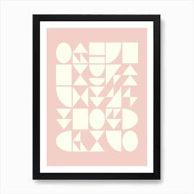 Simple Minimalist Geometric Shapes in Blush Pink Art Print