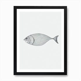 Giant Ocean Sunfish Black & White Drawing Art Print