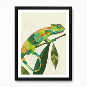 Green Jackson S Chameleon Abstract Modern Illustration 3 Art Print