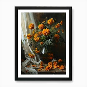 Baroque Floral Still Life Marigold 2 Art Print