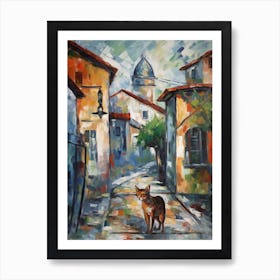 Painting Of Dubai United Arab Emirates With A Cat In The Style Of Impressionism 4 Art Print