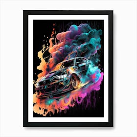 Nissan Gtr Muscle Smoke Drift Retro Racing vintage classic Car 1 Art Print