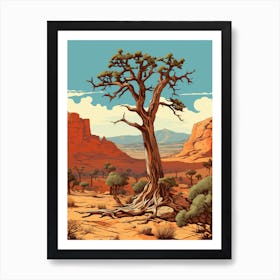  Retro Illustration Of A Joshua Trees In Grand Canyon 3 Art Print