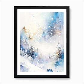 Snowflakes In The Mountains, Snowflakes, Storybook Watercolours 3 Art Print