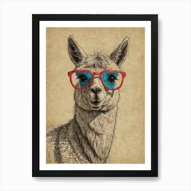 Llama With Glasses 1 Art Print