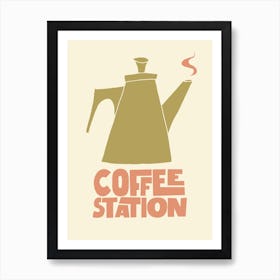 Coffee Station Kitchen Print Olive Green Art Print